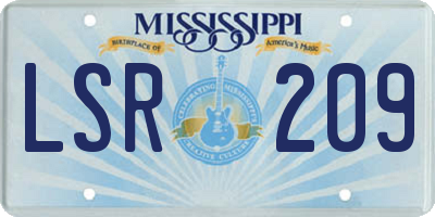 MS license plate LSR209