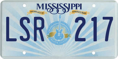 MS license plate LSR217