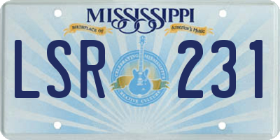 MS license plate LSR231