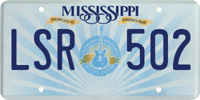 MS license plate LSR502