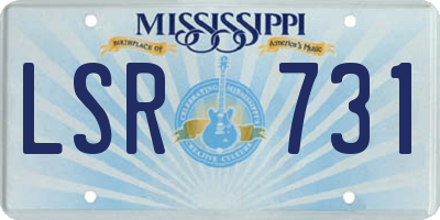 MS license plate LSR731