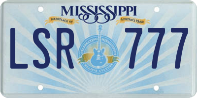MS license plate LSR777