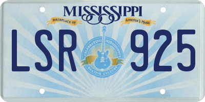 MS license plate LSR925