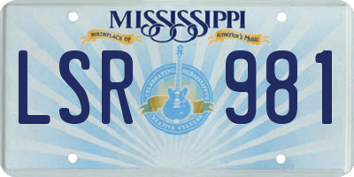 MS license plate LSR981
