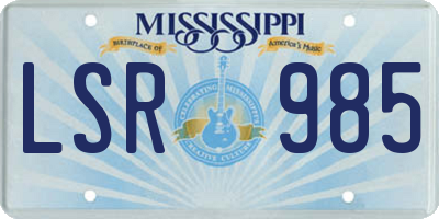 MS license plate LSR985