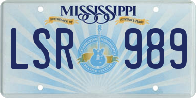 MS license plate LSR989