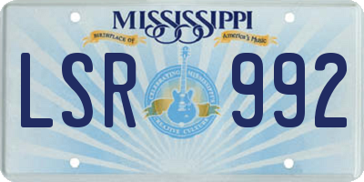 MS license plate LSR992