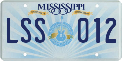 MS license plate LSS012