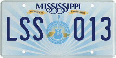 MS license plate LSS013