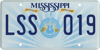 MS license plate LSS019
