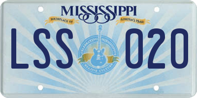 MS license plate LSS020