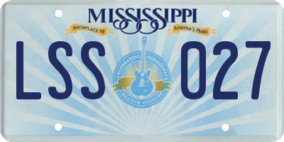 MS license plate LSS027