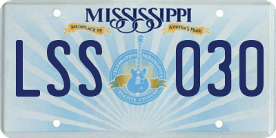 MS license plate LSS030