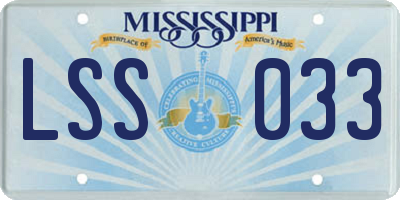 MS license plate LSS033