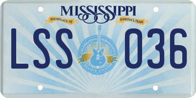 MS license plate LSS036