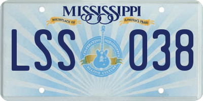MS license plate LSS038