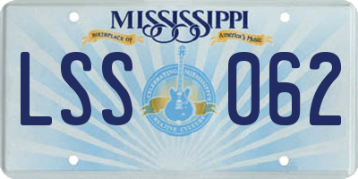 MS license plate LSS062