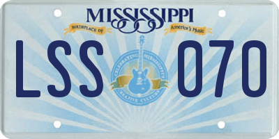 MS license plate LSS070