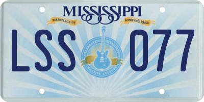 MS license plate LSS077