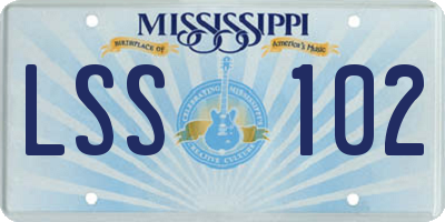 MS license plate LSS102