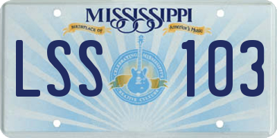 MS license plate LSS103