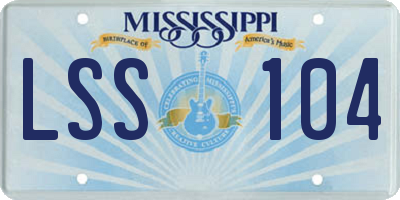 MS license plate LSS104