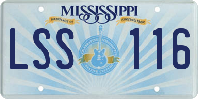 MS license plate LSS116