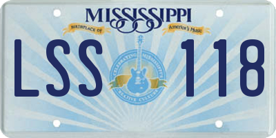 MS license plate LSS118