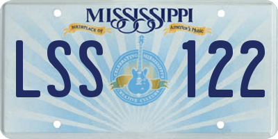 MS license plate LSS122
