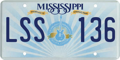 MS license plate LSS136