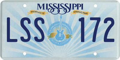 MS license plate LSS172