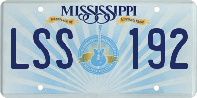 MS license plate LSS192