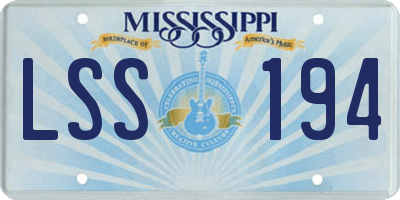 MS license plate LSS194
