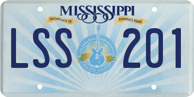 MS license plate LSS201