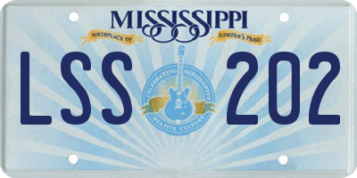 MS license plate LSS202