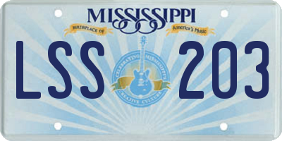 MS license plate LSS203