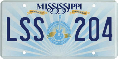 MS license plate LSS204