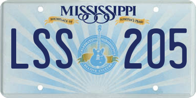 MS license plate LSS205