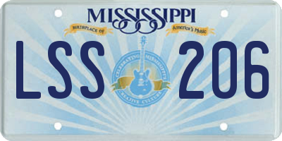 MS license plate LSS206