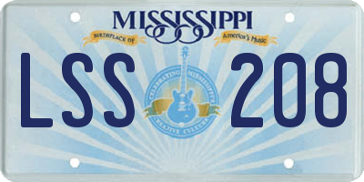 MS license plate LSS208