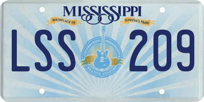 MS license plate LSS209