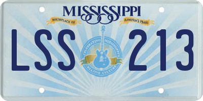 MS license plate LSS213