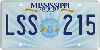 MS license plate LSS215