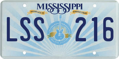 MS license plate LSS216