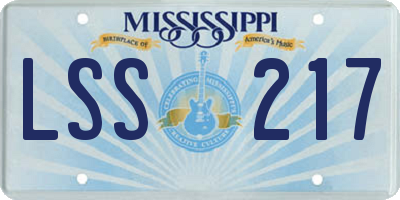 MS license plate LSS217