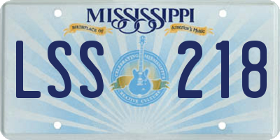MS license plate LSS218