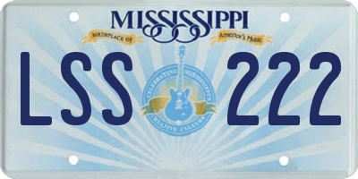 MS license plate LSS222