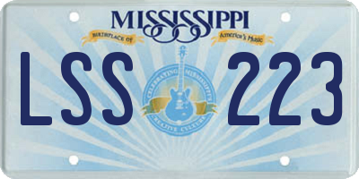 MS license plate LSS223