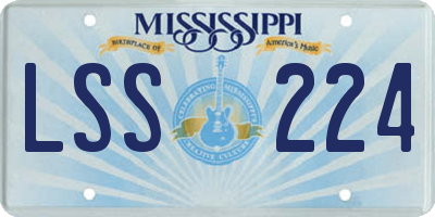 MS license plate LSS224