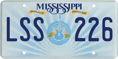 MS license plate LSS226